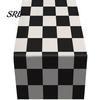 Decorative Table Cover for Home Modern Geometric Runner, Black And White Checkered Runner 72 Inch Striped Dining Decor Breathable Polyester