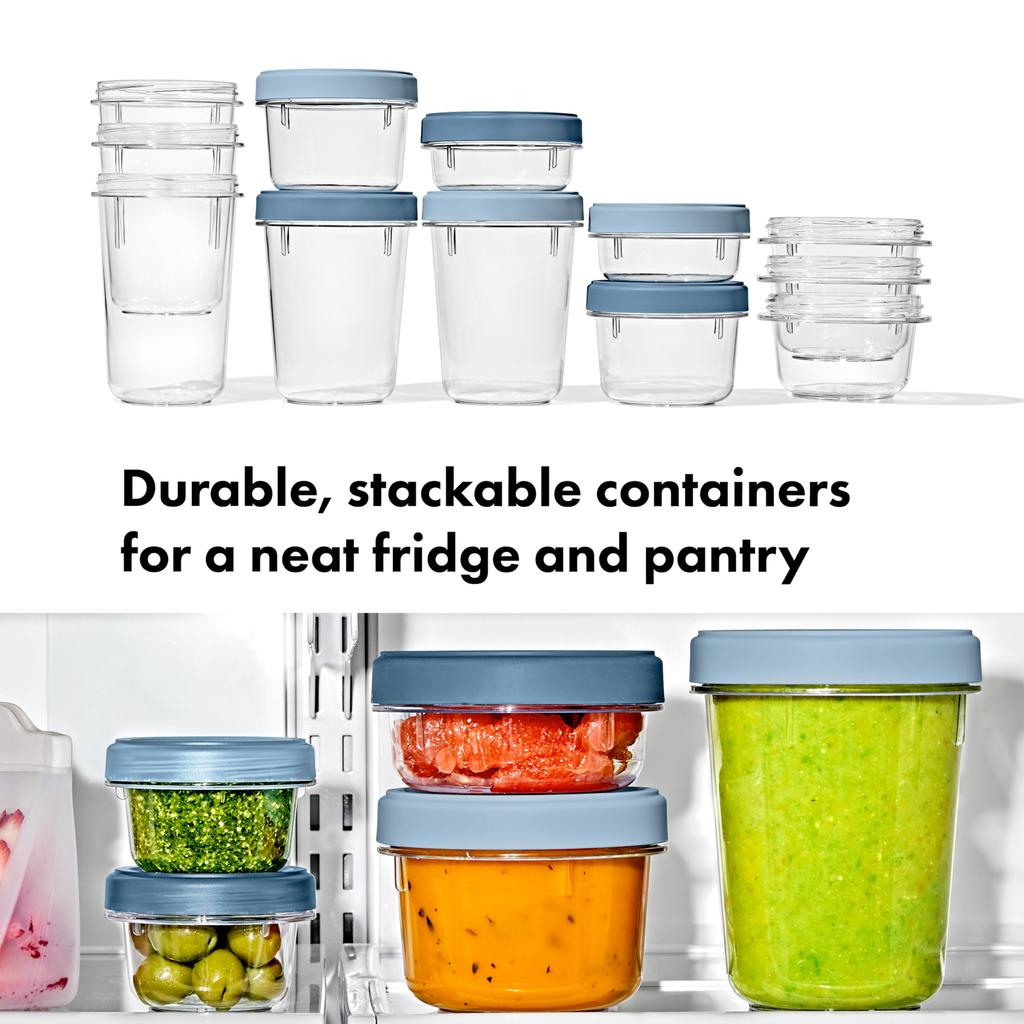 OXO Twist Stack and Freezer for Food Storage and Meal with Containers, 2-Piece Set, 592ml, Microwave, Dishwasher, Safe, Prep, Gaskets, Stackable.