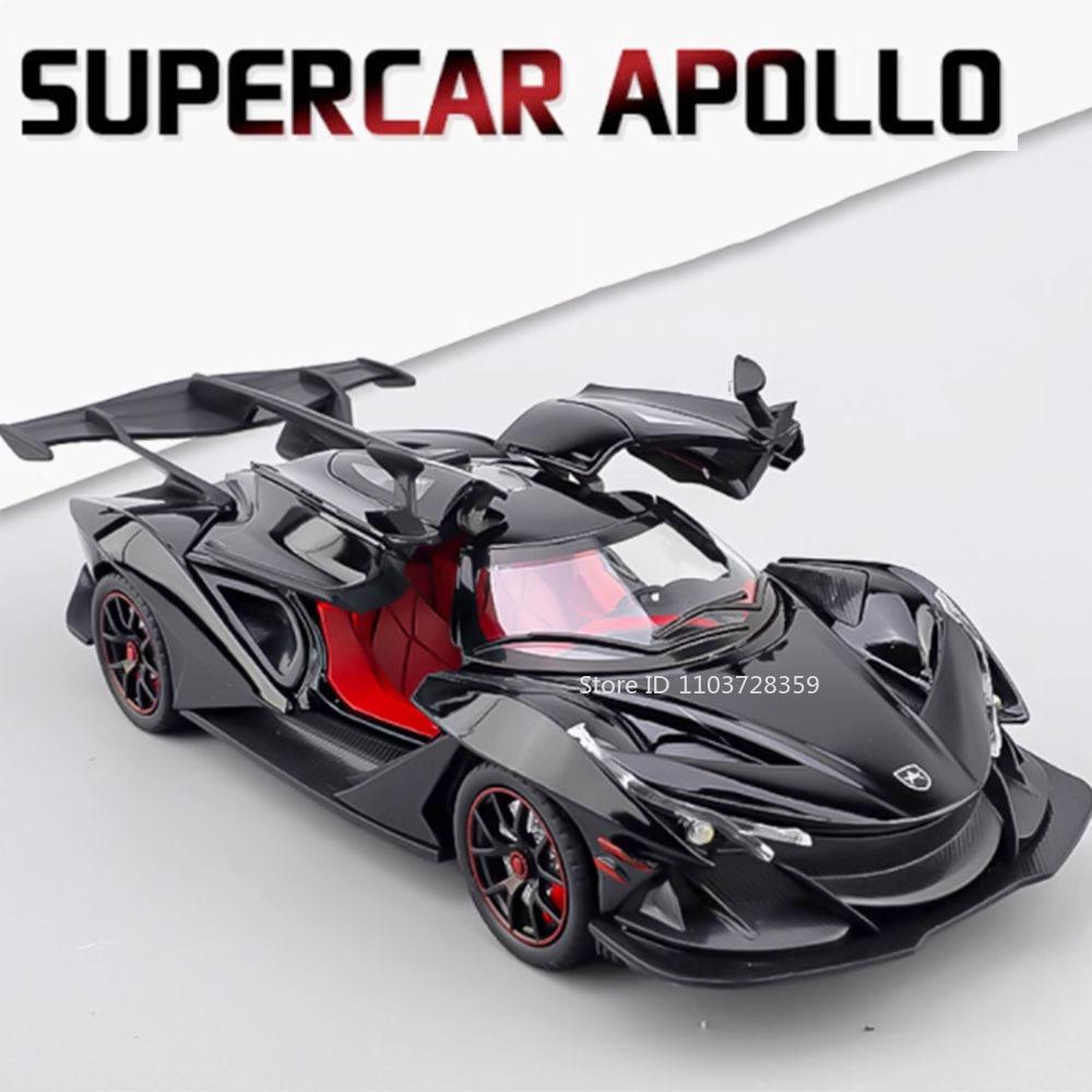 1:24 Apollo IE EVO Sports Car Toy Models Alloy Diecast Mini Supercars Sound Light Doors Opened Pull Back for Children Presents