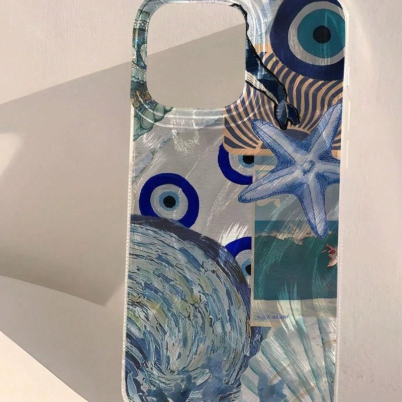 Чехол для телефона с рисунком морского пейзажа и волн для iPhone 15 16 14 13 12 11 Pro Max 16E 16 Plus, противоударный чехол