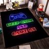 Игровой ковер с неоновым дизайном в виде геймпада и надписью "Keep Calm". Подходит для использования в качестве противоскользящего покрытия для гостиной, спальни, диванов.