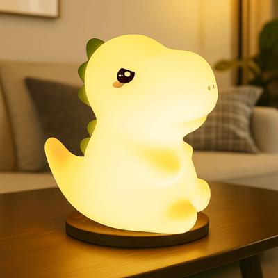 Силиконовый ночник в форме динозавра, мультяшная светодиодная лампа с USB-зарядкой, мягкий перезаряжаемый светильник с сенсорным управлением, для сопровождения во сне