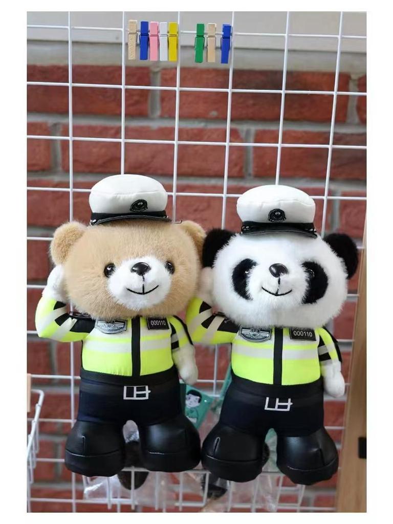 Xiaohongshu Hot-Selling Teddy Bear: Police Officer Panda Motorcycle Ornament