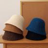Winter Desk Lamp Hat for Girls Simple and Elegant Solid Colored Basin Hat Warm Natural Face Cover Bucket Hat Fisherman Hat