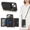 Для iPhone 13 mini Чехол Кармашек для карт Карман на молнии Кожа+ТПУ Держатель-кольцо Чехол для телефона с длинным ремешком