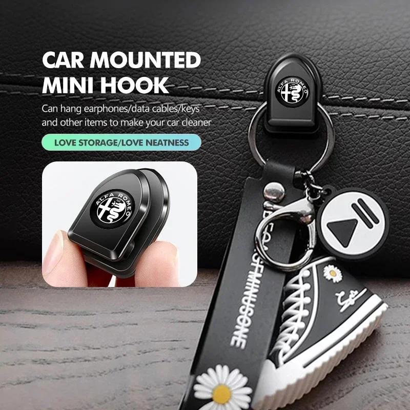 4pcs Car Paste Hooks USB Storage Hanger Interior Accessories For Alfa Romeo 159 Giulietta Giulia 147 Mito 156 159 166 GT Stelvio zq9