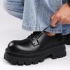 Men's Black Leather Height-Increasing Derby Shoes - Thick Sole, Big Toe Design, Ideal for Weddings and Business.