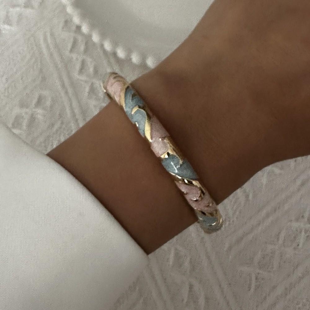Classic Flower Crystal Bangle Enamel Women's Hand Bracelet Bohemian Vintage Cloisonne Bangle Women