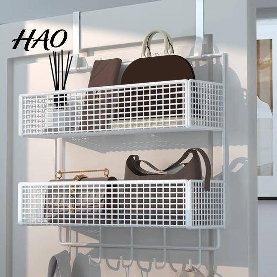 Bedroom Hanging Storage Rack Door Organizer with Hooks Sturdy Construction Mesh Hanger Hook Design Easy to Assemble Detachable Behind Basket