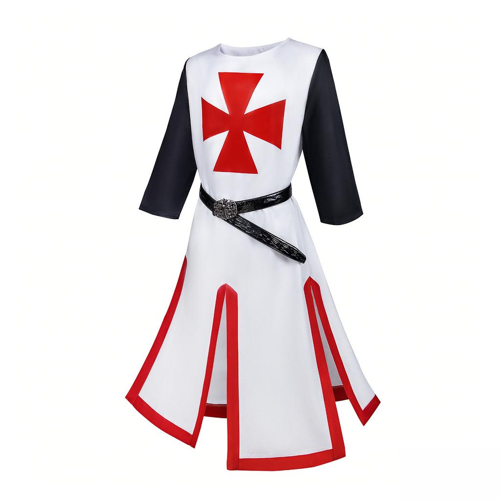 Medieval Fancy Long Knight Cloak Set-Templar TV Movie Cosplay Outfit Halloween Party Costume (Polyester)
