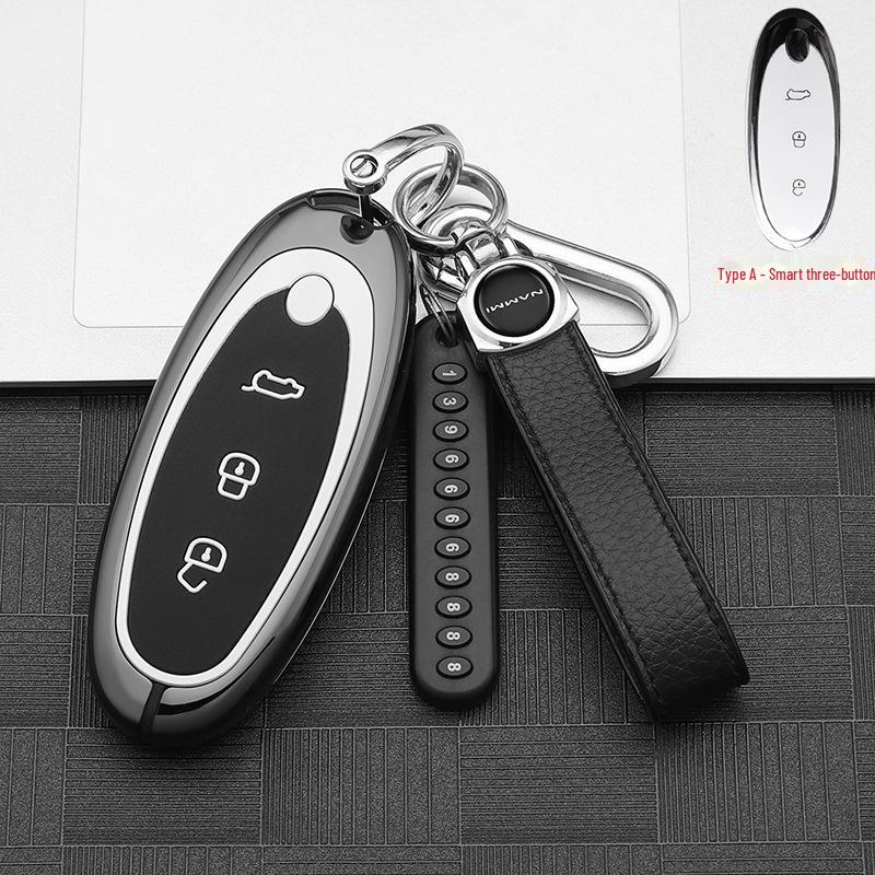 Чехол для ключей Dongfeng Nano 01 2024: Улучшенный металлический корпус автомобиля с модификацией пряжки для моделей New Energy