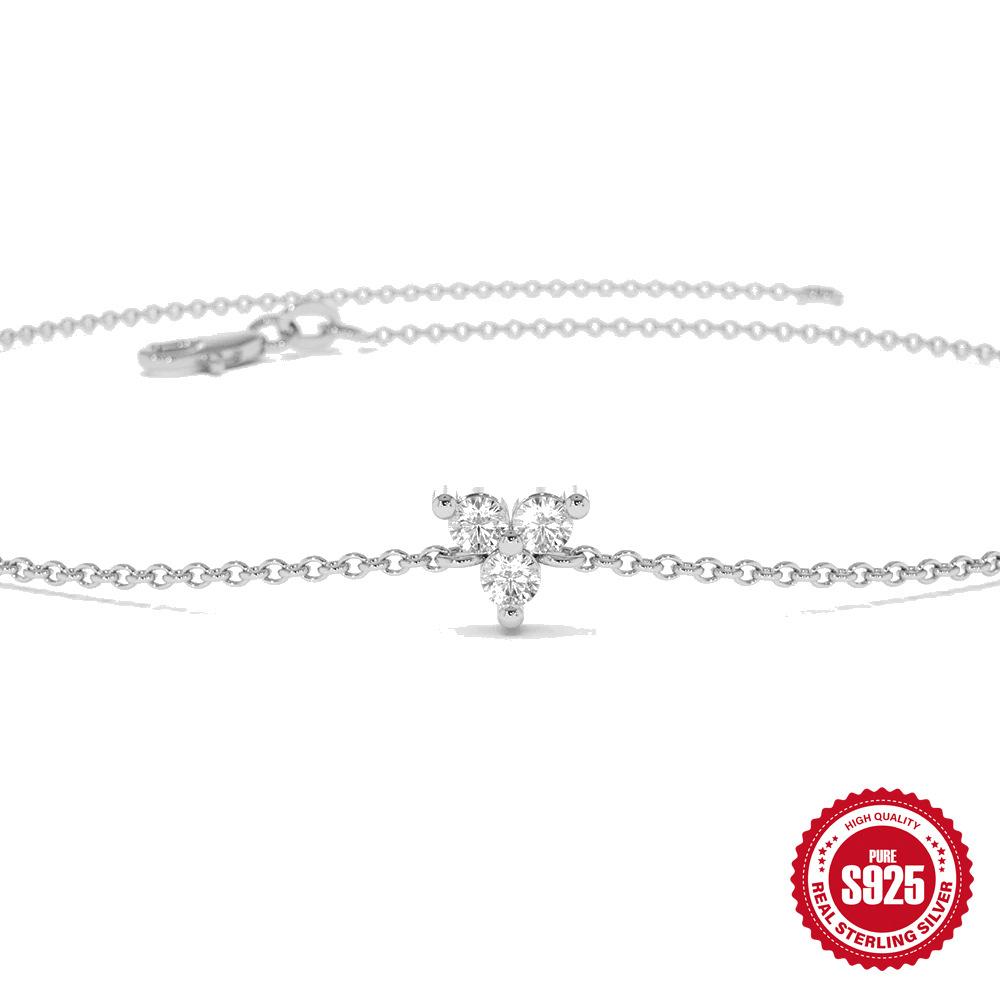 Модный женский минималистичный браслет-браслет из стерлингового серебра 925 пробы с треугольником и бриллиантом, классический базовый браслет с темпераментом