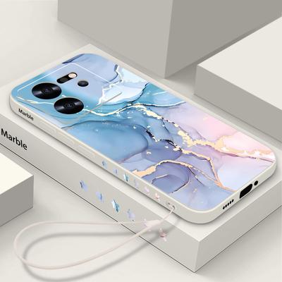 Для Xiaomi 14T 13t Pro Poco X3 X6 Redmi Note 12 11 10 K70e K70 цветной мраморный рисунок с ремешком мягкий чехол из ТПУ