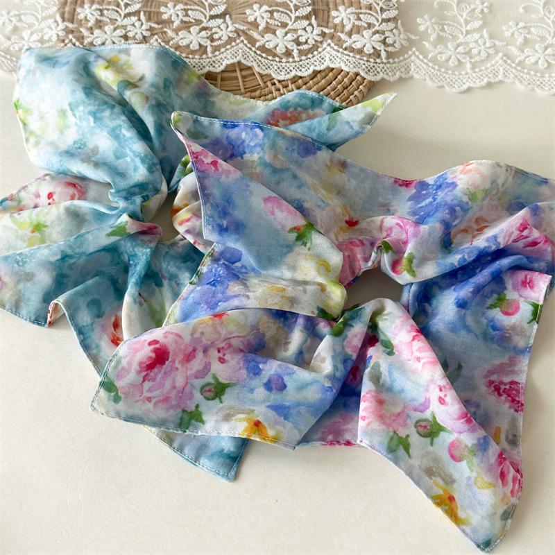 New Bohemia Floral Print Hair Scarf Scrunchies Women Large Ponytail Hair Rope Tie Headbands For Girls Party Hair Ornament