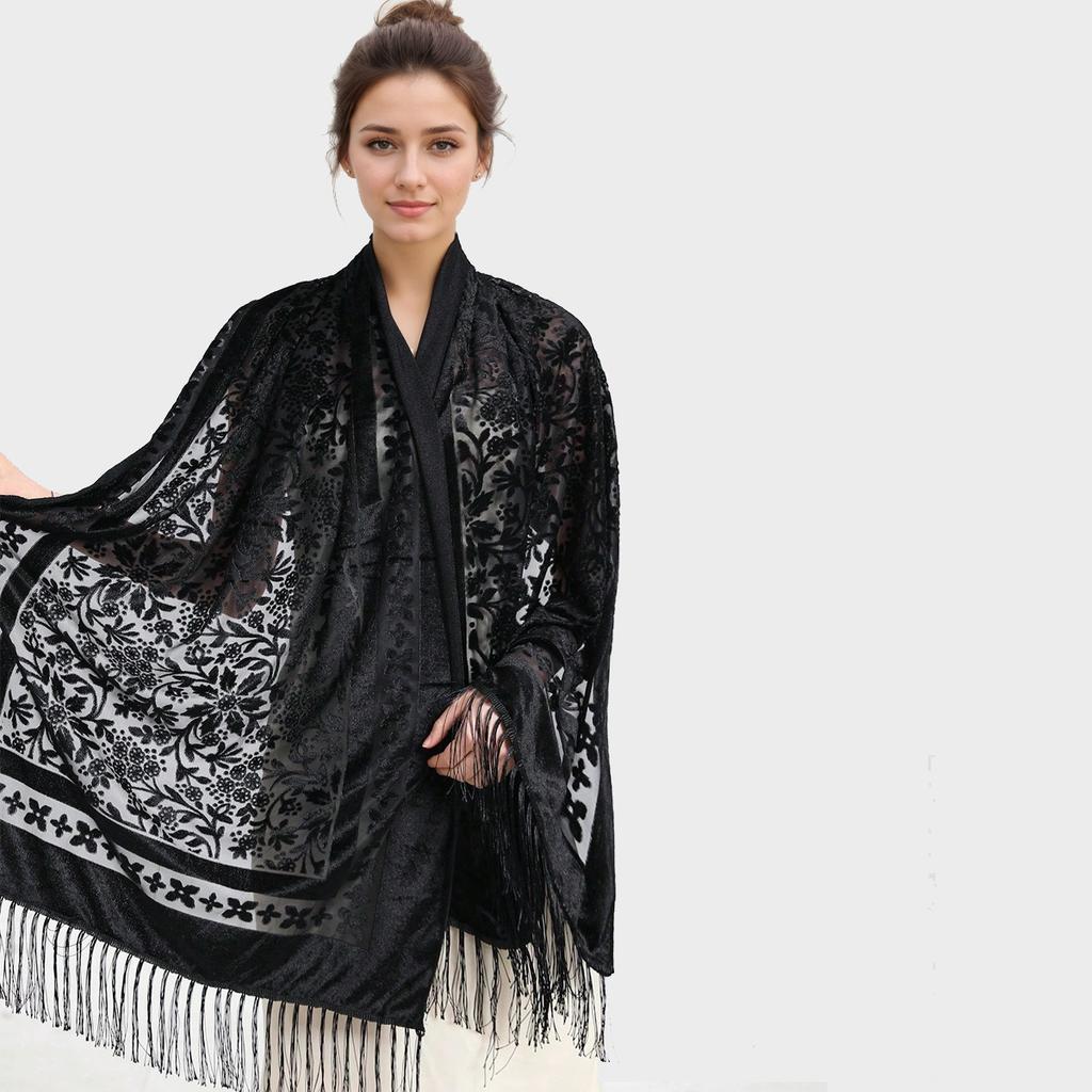 New Boho Velvet Shawl Ethnic Dinner Dress Shawl Multifunctional Scarf Head-wrap