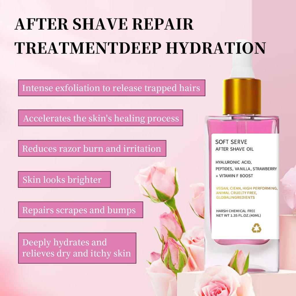 Strawberry After Shave Oil Women For Smooth Skin, Soft Serve After Shave Oil, After Shave Oil Strawberry, Soft Serve After Shave Oil 40ml
