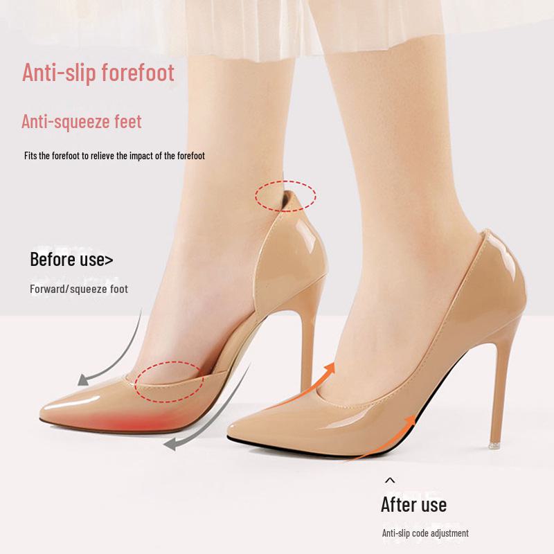 Женские подушечки для передней части стопы на высоком каблуке: Невидимые, противоскользящие, амортизирующие, толстые хлопковые вставки с воздушными пузырьками