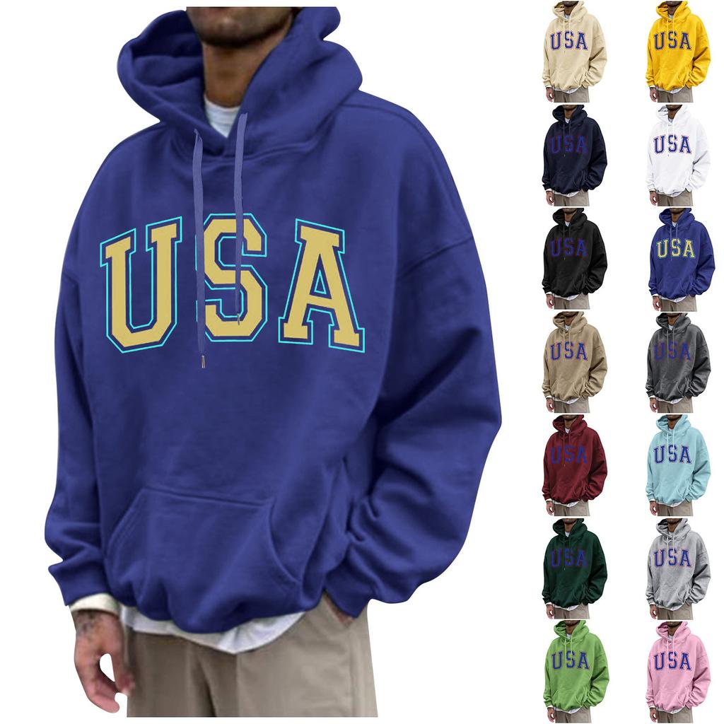 Men's Loose Printed Hooded Sweatshirt Men's Casual Fashion Sports Sweatshirt