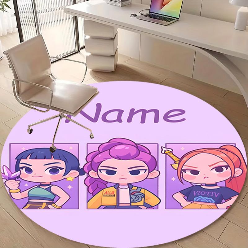 Personalized K-KPop Demon Hunters Round Chair Office Rug - Perfect for Mat, Office Chair & More - Ideal Gift for Birthdays and Holidays