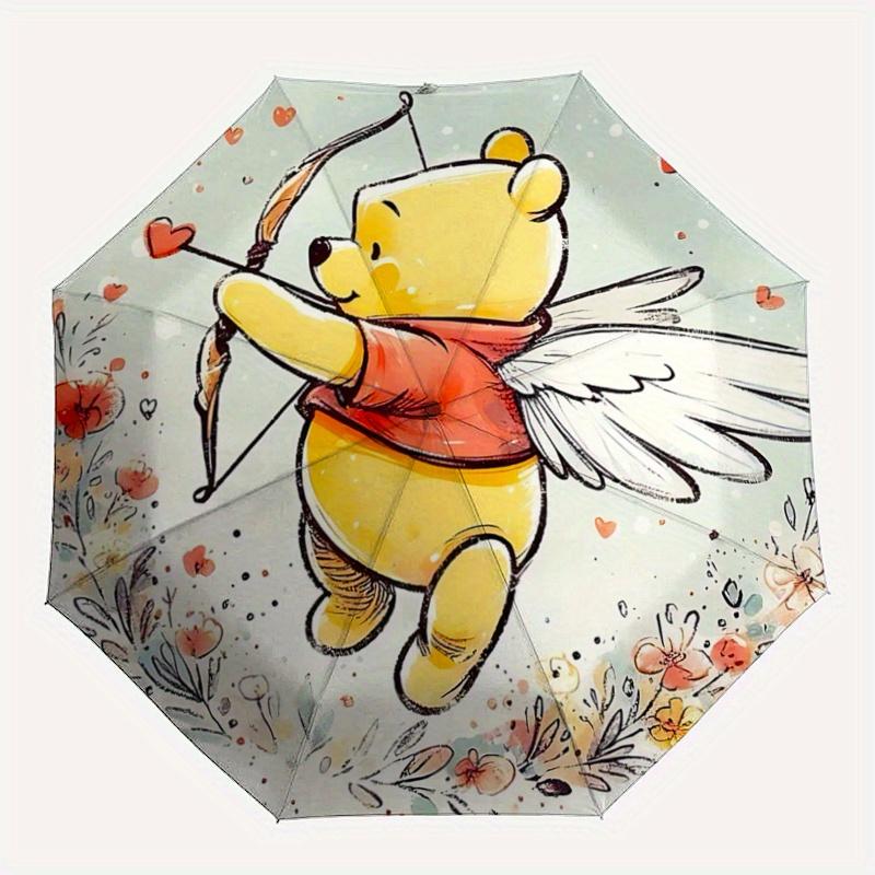 1pc Cupid Winnie the Pooh Automatic Opening and Closing Umbrella - Lightweight 3-Fold Design, Suitable for Fans, Travel, Daily Use - Officia