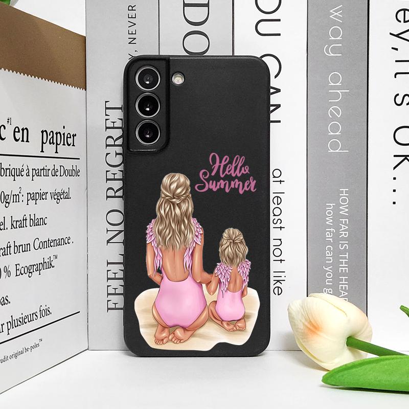 Модный Чехол для Телефона Семья Девочка Мальчик Супер Мама Малыш для Samsung S25 S24 S23 Ultra S22 Plus S21 S20FE Edge M54 M55 Мягкий Чехол-Оболочка