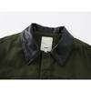 American Trendy Unisex Washed Retro PU Jacket N1581 - Color Block Lapel Workwear Style
