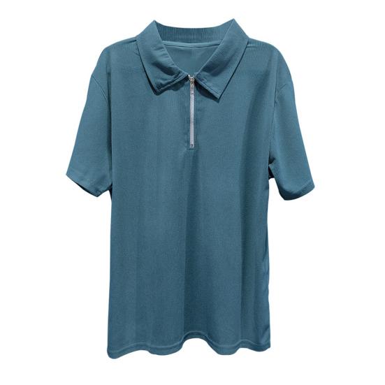 Мужская футболка с застежкой-молнией и лацканами, однотонная, с короткими рукавами, повседневная, свободная, летняя футболка для гольфа, уличной одежды, пляжа, путешествий