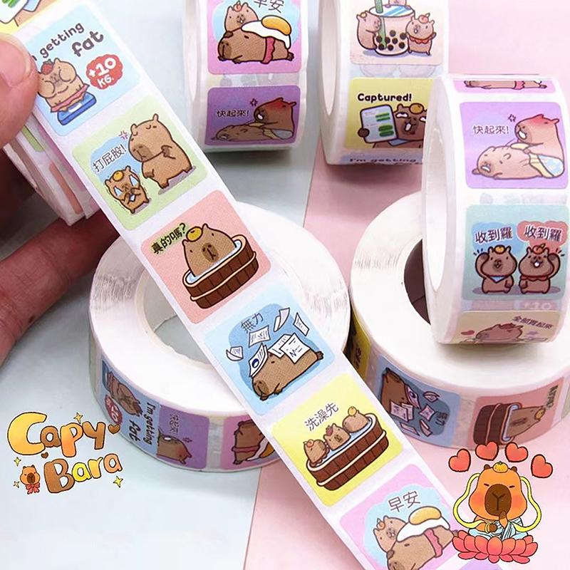 500 шт./рулон симпатичная наклейка капибара водонепроницаемая граффити эстетическая декоративная сумка для ноутбука чашка телефон дневник детские наклейки игрушка