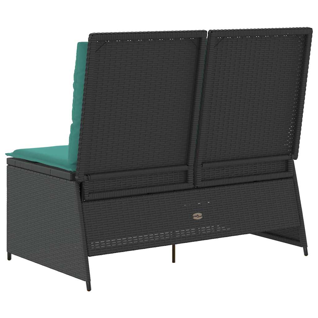 Garden Bench Black Poly Rattan