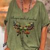Шикарная футболка с бабочкой - V-образный вырез, короткий рукав и эластичная ткань для повседневного комфорта Футболки