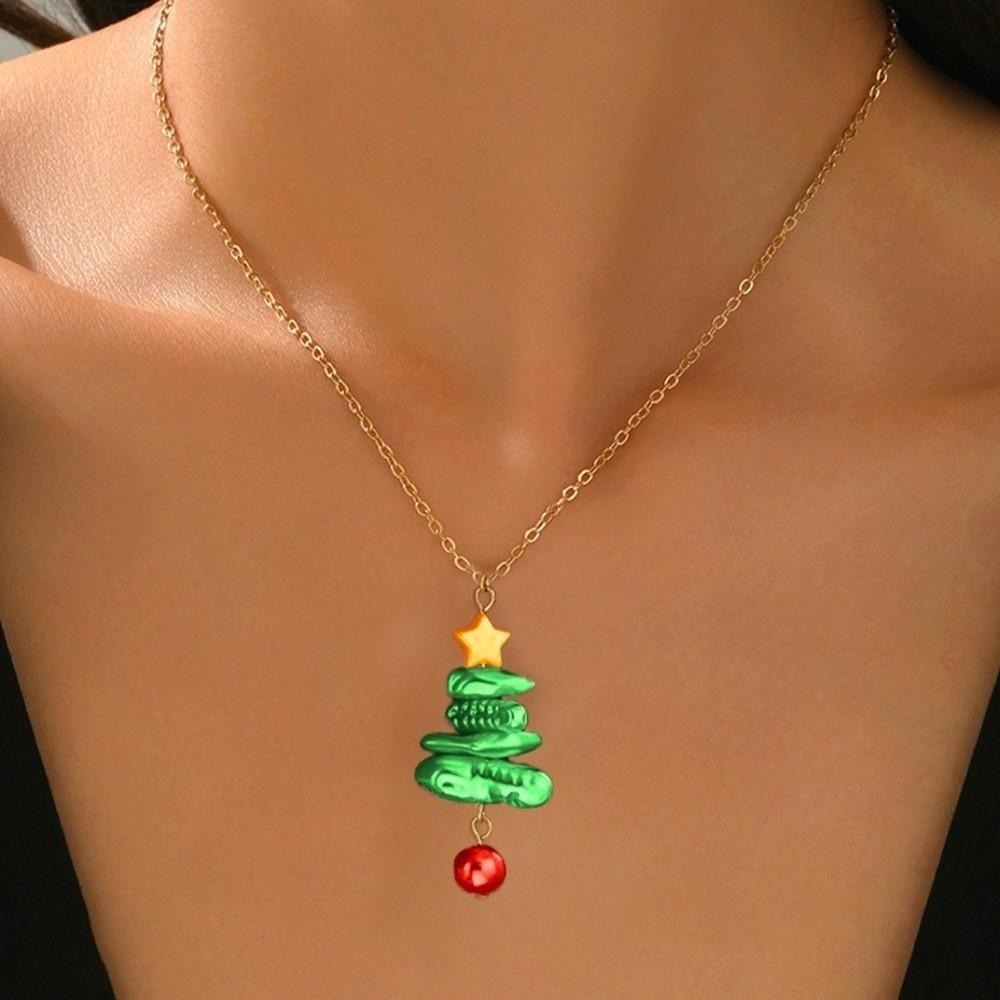 Elegant Faux Pearl Jewelry Vintage Dangle Pendant Earrings New Christmas Tree Necklace Xmas Gift
