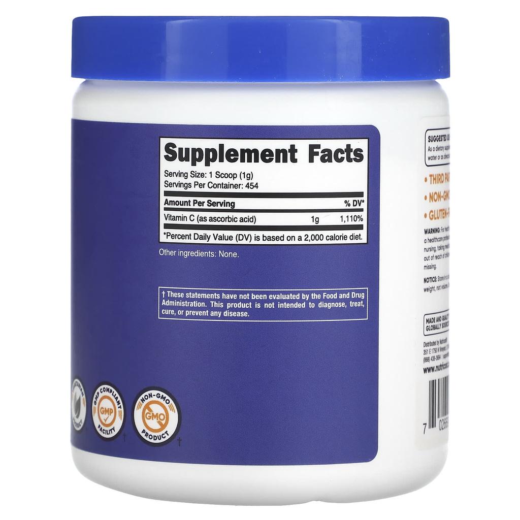 Nutricost Витамин С, без вкуса, 454 г (16oz)