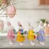 4Pcs Easter Bunny Figurine Holding Flower Egg Knitted Sweater Rabbit Statue Spring Easter Holiday Party Decoration Ornament