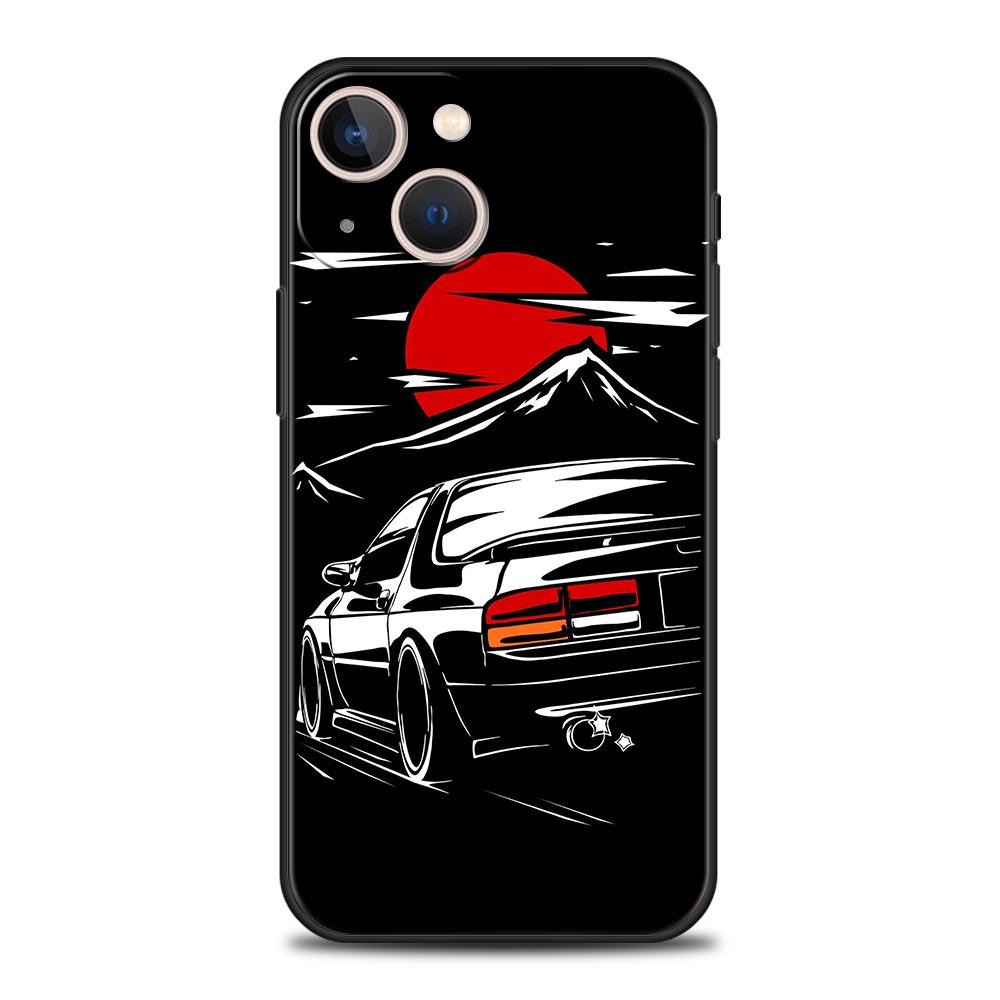 Япония JDM Спортивный автомобиль Чехол для телефона Для iPhone Apple 14 13 Pro Max 12 11 Mini 7 8 Plus XR XS X SE 2020 Чехол-оболочка Черный Coque Funda