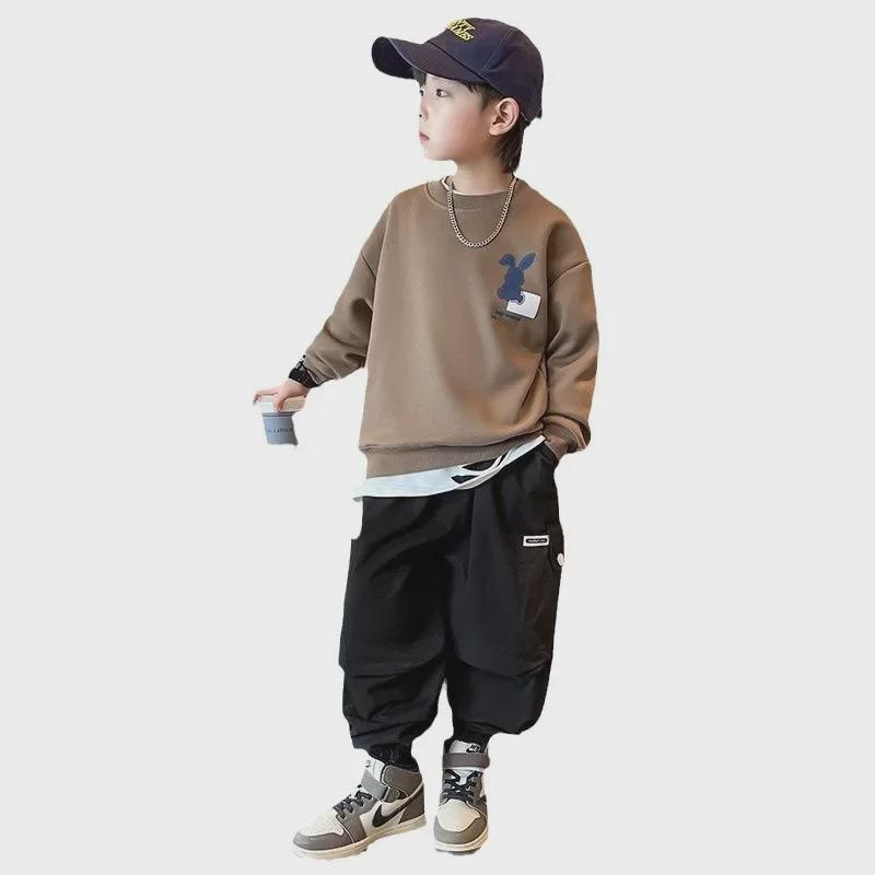 2024 Мальчики Круглый вырез Свитшот - Весна/Осень Модный Топ для Детей