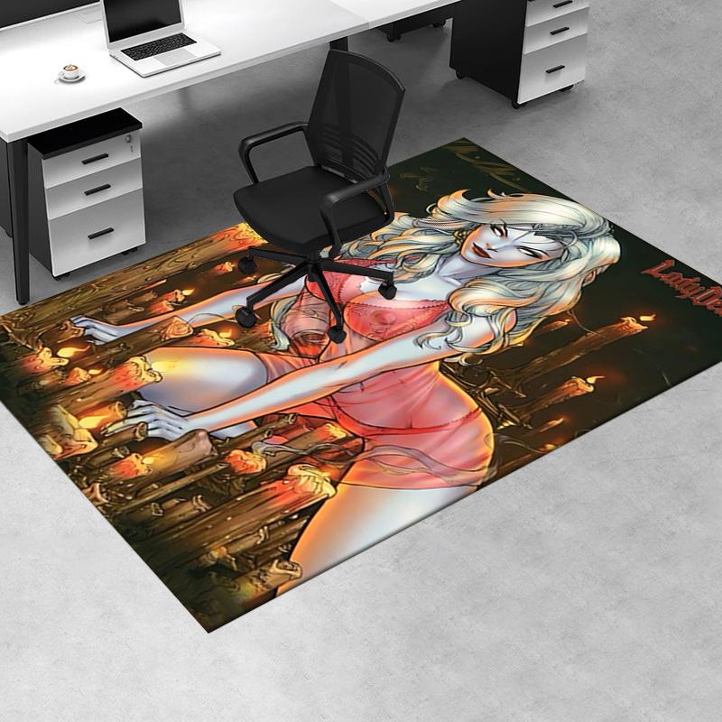 1pc Lady Death,Candles,Gothic Office Carpet Soft Polyester Entrance Carpet Washable Non slip Machine