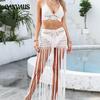 Женская летняя мода, новый чистый купальник-бикини с длинными юбками и бахромой, комплект из двух частей