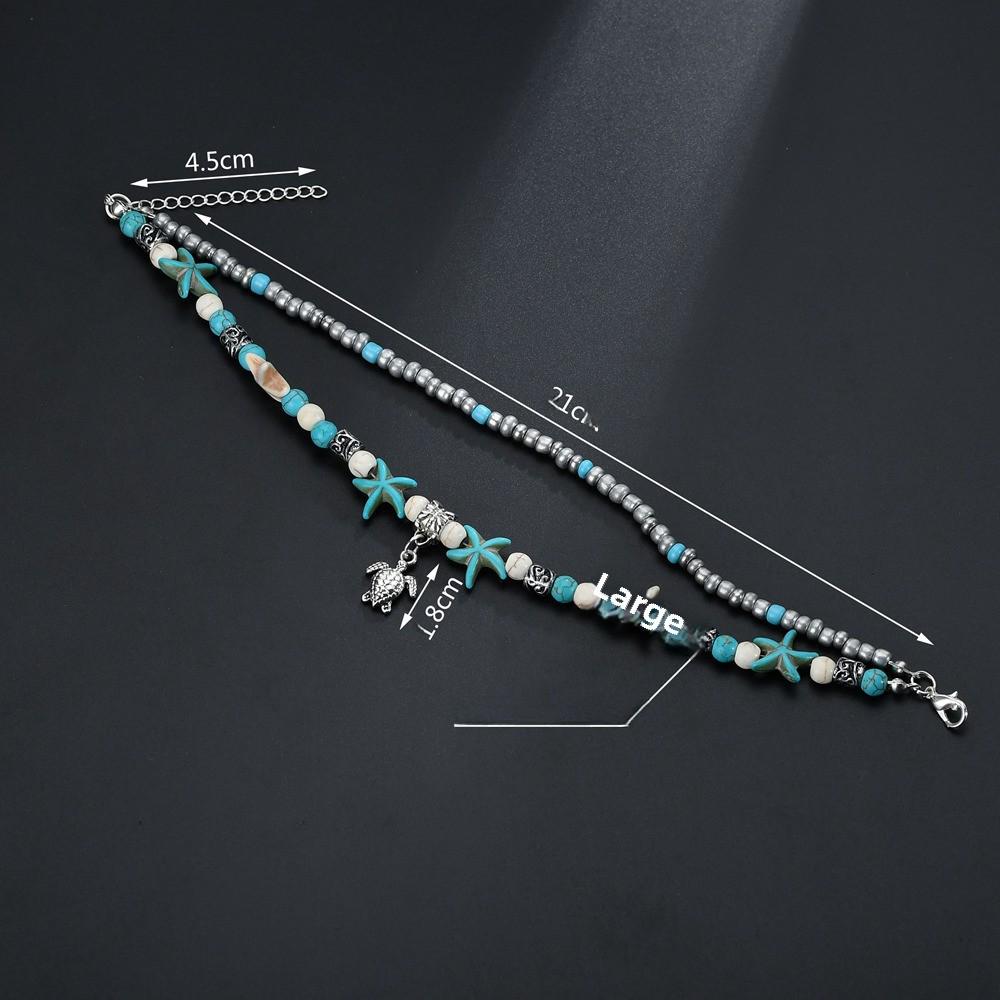 Европейский и американский браслет на ногу из ракушечных бусин кончи с подвесками в виде черепахи, морской звезды и жемчуга