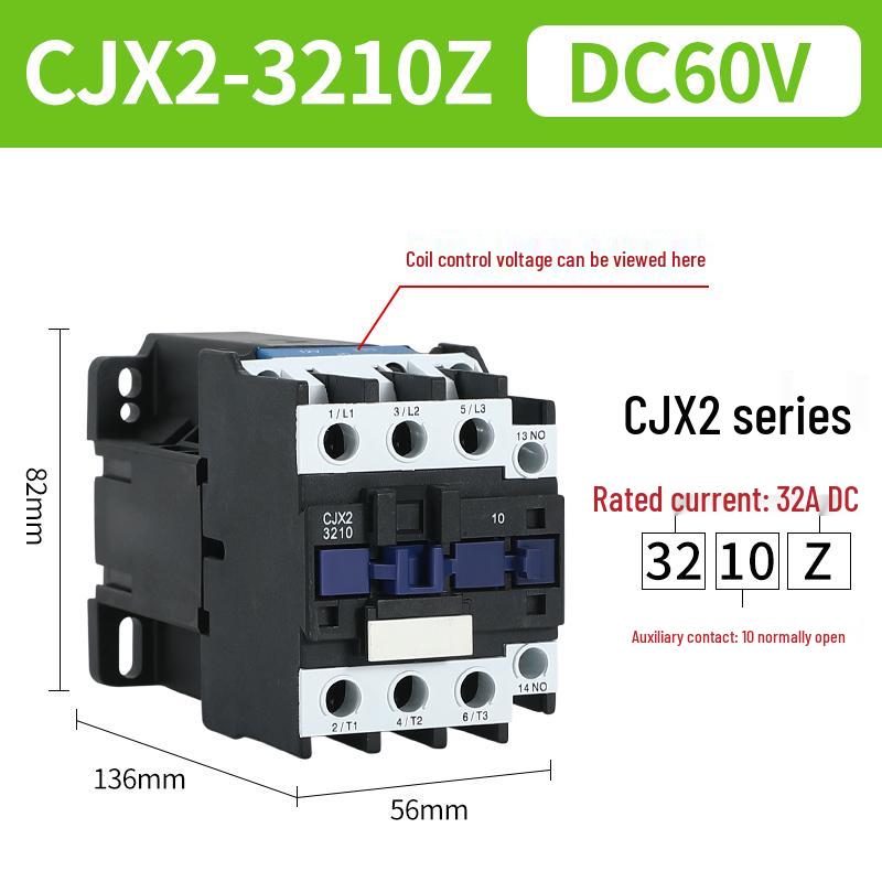 DC Контактор CJX2: Модели 1210, 0910, 1810, 2510 - Варианты напряжения: 12В, 24В, 48В, 110В, 220В, 380В