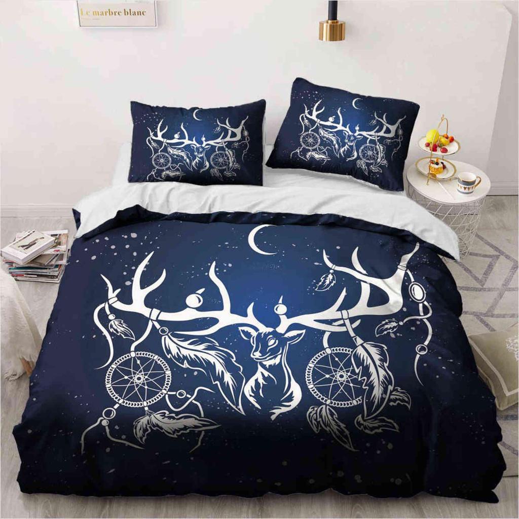 Dream Catcher Duvet Cover Set Bohemian Hippie Bedding Set Queen Size Ethnic Comforter Cover Polyester Boho Feathers Quilt Cover