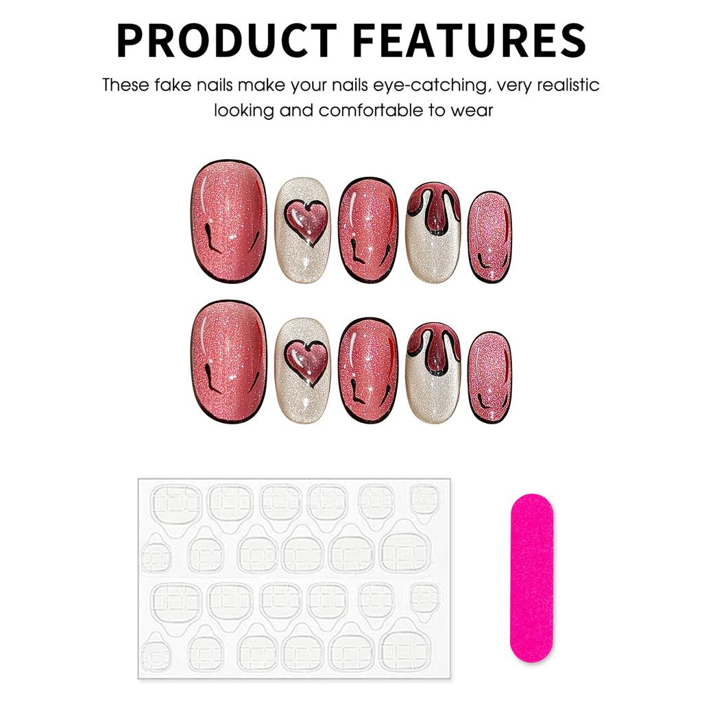 10Pcs Anime Style Simple Handmade False Nails For Cosplay And Daily Use