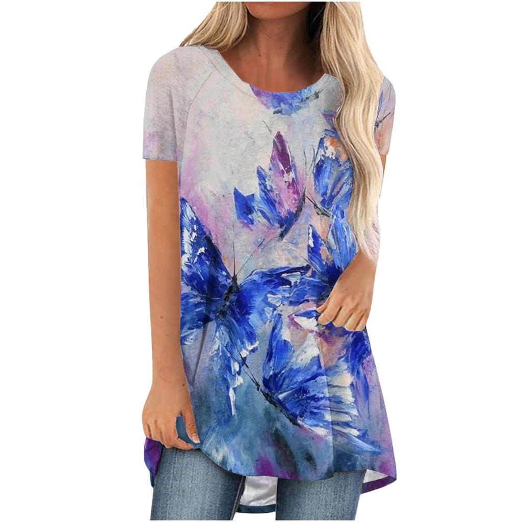 Colourful Floral Flower 3D Print Long T-Shirts Women Streetwear Short Sleeve T Shirt Oversized Y2K Tops Tees Girl Woman Clothing