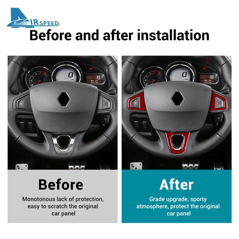 For Renault Fluence Megane RS 2009 2010 2011 2012 2013 2014 LHD RHD Car Steering Wheel Button Real Soft Carbon Fiber Sticker