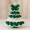 DIY Crochet Christmas Tree Kit Small Xmas Tree Craft Kit with Bow And Faux Pearl Handmade Holiday Decoration for Beginners
