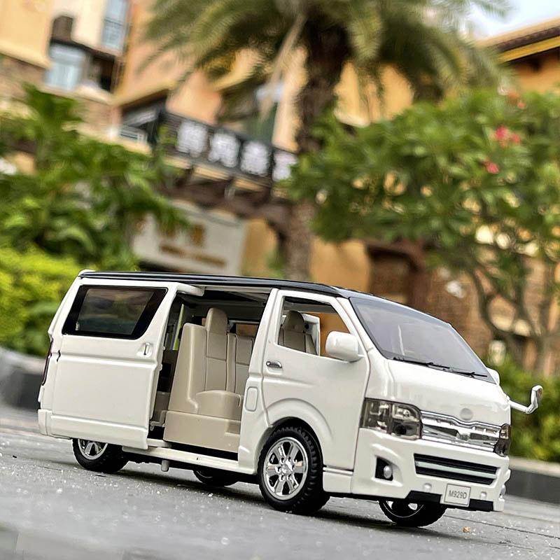 1:32 Scale Toyota Hiace MPV Alloy Car Model, Diecasts Metal Toy Vehicles Car Model with Simulation Sound and Light Collection Children Gift