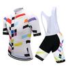 Summer Short Riding Bicycle Cycling Clothing Set Men Sport Jerseys Suits White Bib Pants