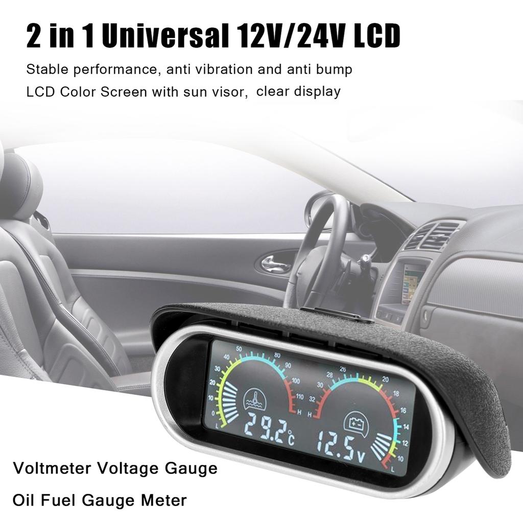Liquid Crystal Car Digital Gauge LCD Liquid Crystal Car Digital Horizontal Gauge Water Temperature and Voltage Digital Gauge