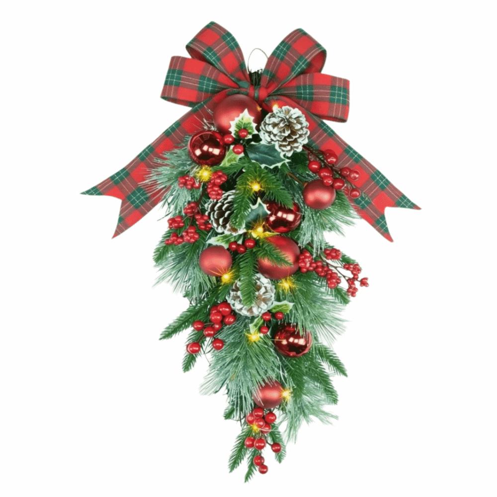 Pine Needles Christmas Tree Door Swag Christmas Tree Upside-down Branches Door Hanging