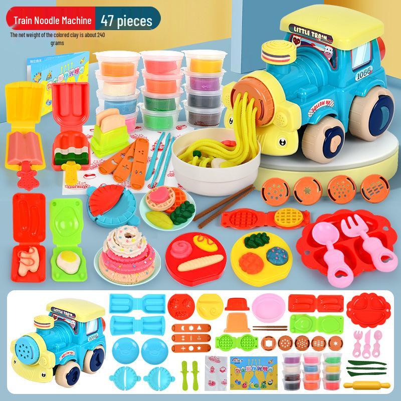 Colorful Clay Train Play-Doh Noodle Maker Toy Set for Kids - Lightweight Clay Tools for Boys and Girls in Kindergarten.