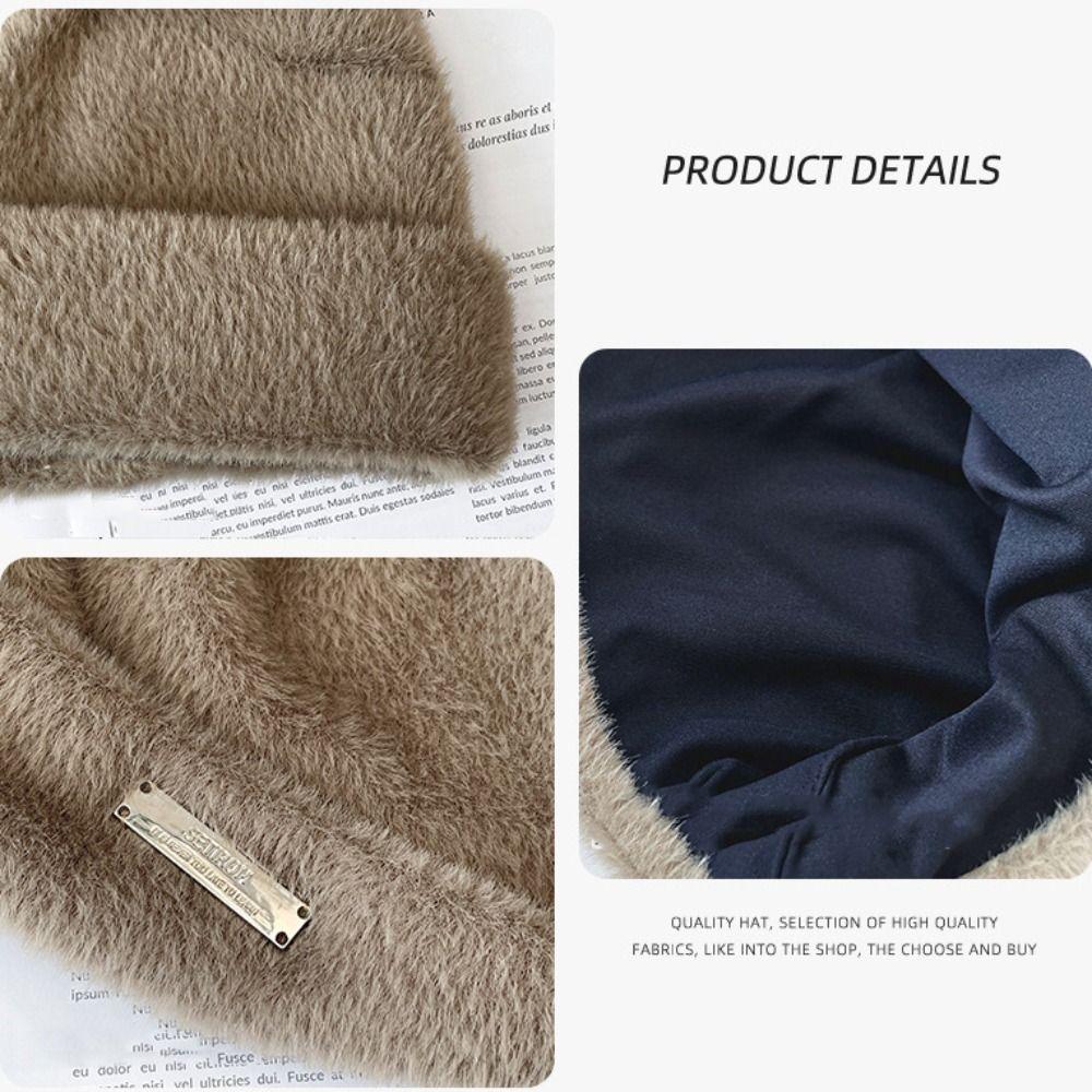 Вязаная шапка с медвежьими ушками, пушистая зимняя плюшевая шапка, повседневная шапка с кошачьими ушками, женская/для девочек